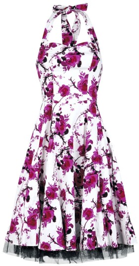H&R London   Rockabilly Middellang kjole   Pink Floral Dress   XS til 3XL   Damer   hvit rosa