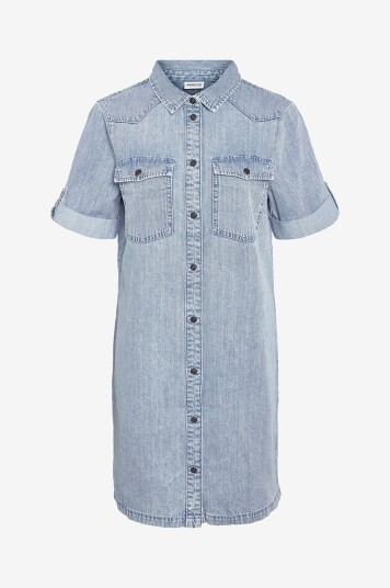 Noisy May Kjole mnNew Signe S/S Denim Dress Vi003lb Blå Noisy May Kjole mnNew Signe S/S Denim Dress Vi003lb Blå