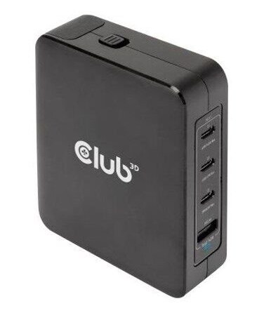 Club 3D 140W GaN Power Adapter med 3 USB-C og 1 USB-A Utganger Club 3D 140W GaN Power Adapter med 3 USB-C og 1 USB-A Utganger