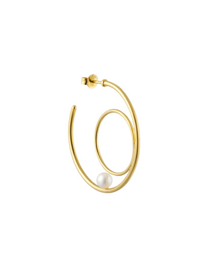 DESIGN LETTERS Peal Drop Circle Hoop Gold Plated |Guld |One Size