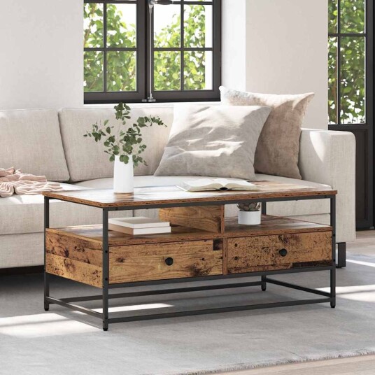 Kaffebord med skuff Gamle tre 100 x 51 x 45 cm Konstruert tre