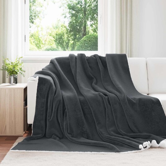 vidaXL Kastteppe Mørkegrå 240 x 270 cm Fleece