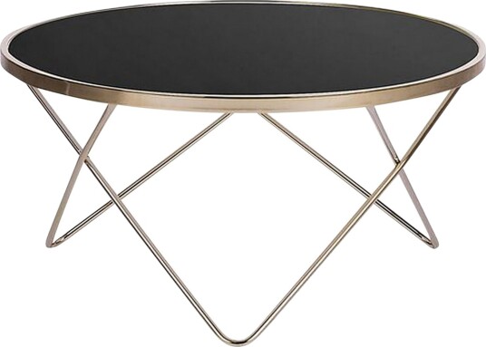 Meerah Sofabord 80 cm Rundt Glass/Svart/Gull