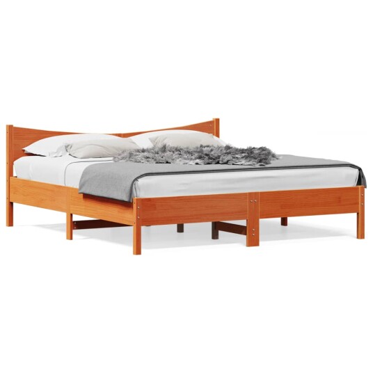  Sengeramme med hodegavl voksbrun 180x200 cm heltre furu 8721012454644