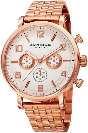 Akribos XXIV Herreklokke AK800RG Hvit/Rose gulltonet stål Ø44 mm