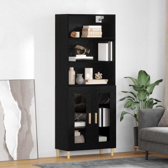 Høyskap Svart Eik 69,5 x 34 x 180 cm Konstruert tre