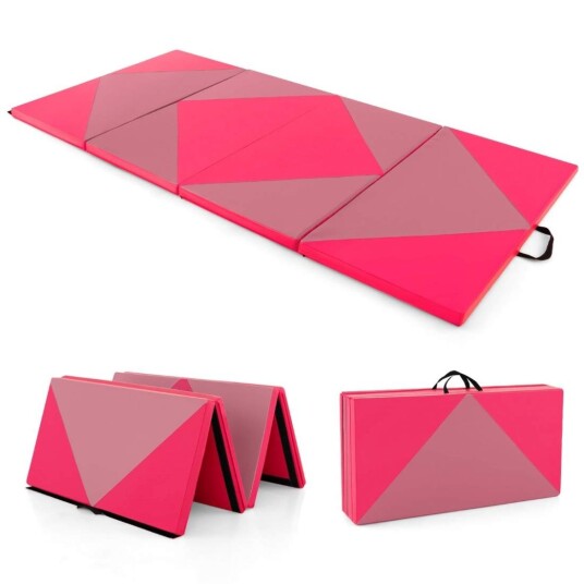 Sammenleggbar myk gulvmatte Bærbar gymnastikkmatte Yogamatte 240 x 117 x 5 cm Rosa