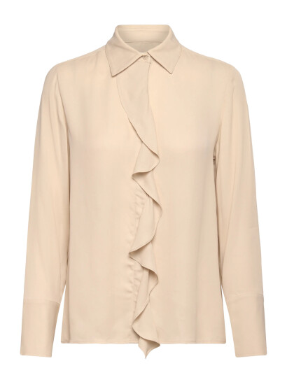 GANT Reg Crepe Viscose Ruffle Blouse - Beige - 44 GANT Reg Crepe Viscose Ruffle Blouse - Beige - 44