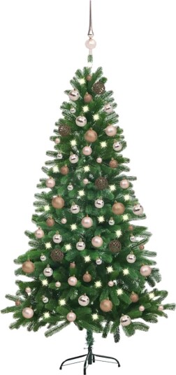 vidaXL Kunstig juletre med LED og kulesett 150 cm grønn vidaXL Kunstig juletre med LED og kulesett 150 cm grønn