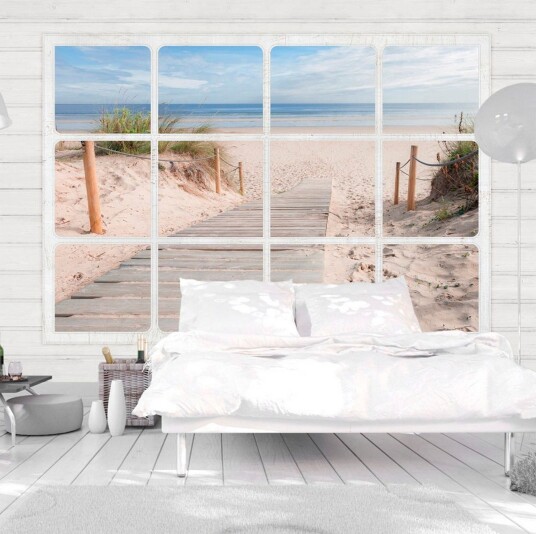 Fototapet Window & Beach 150x105 - Artgeist sp. z o. o.