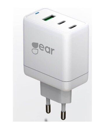 GEAR Charger GAN 220V 2xUSB-C + 1xUSB-A PD/PPS 65W White GEAR Charger GAN 220V 2xUSB-C + 1xUSB-A PD/PPS 65W White