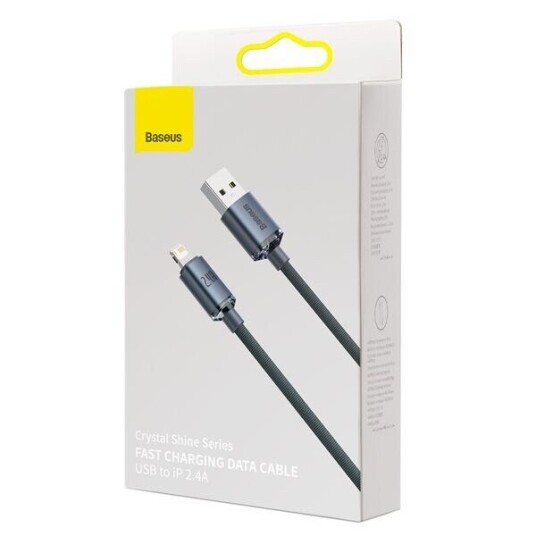 Baseus 2m Crystal Shine USB til Lightning kabel 2.4A – Svart