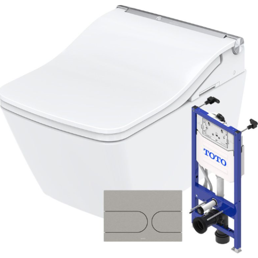 Toto Washlet SW Dusjtoalettpakke, Rengjøringsvennlig, Hvit/børstet Rustfritt Stål