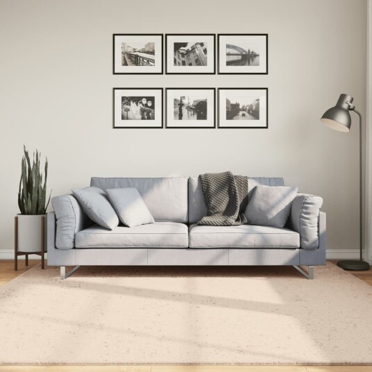 Teppe HUARTE kort luv mykt og vaskbart beige 200x200 cm