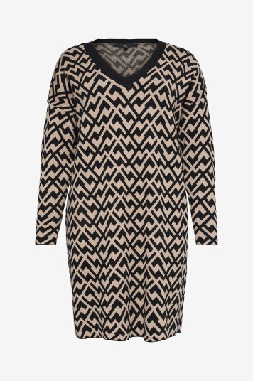 Vero Moda Curve Kjole vmCaria LS V nck Batwing Short Dres Svart