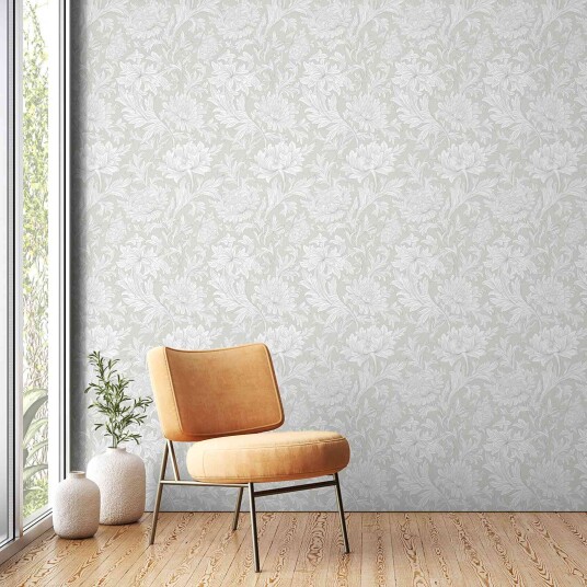 Namly Design Tapet Grå Blomstrete Krysantemum WPPRD839MQ