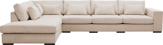 Grande 5 seters Sofa med Sjeselong Venstre Beige Manchester