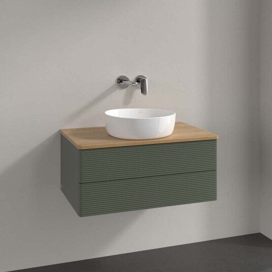 Villeroy & Boch  Antao Servantskap med 2 skuffer 80x50x36 cm m/lys Grønn Matt/Eik