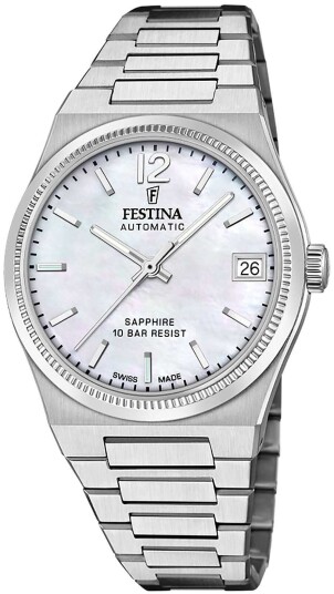 Festina Dameklokke F20029 1 Swiss Made Hvit/Stål Ø35 mm Festina Dameklokke F20029 1 Swiss Made Hvit/Stål Ø35 mm