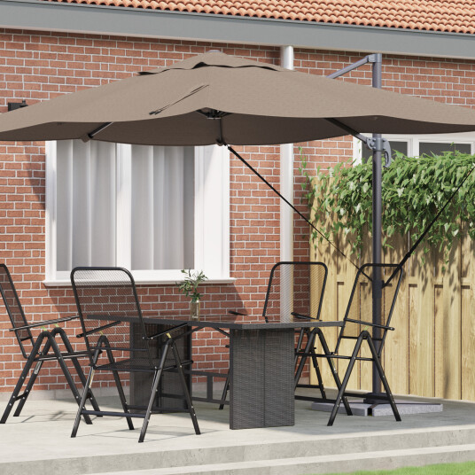 Cantilever Parasoll Taupe Polyester Stor Sammenleggbar