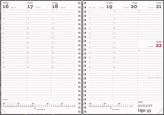 Mayland A5 ugekalender hjformat matsort genbrugskarton 2027