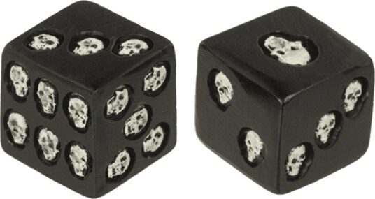 Glow in the Dark Terninger med Hodeskaller - 2-pakning
