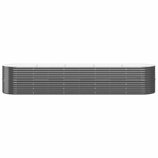 vidaXL Plantekasse pulverlakkert stål 368x80x68 cm antrasitt