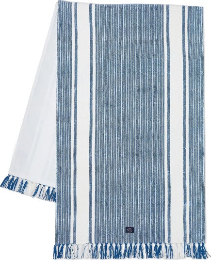 Lexington Home Striped Organic Cotton Runner With Fringes   Blue   50X250