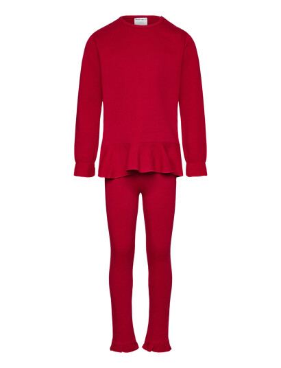 Geggamoja Flounce Set Deep Red Red 98/104