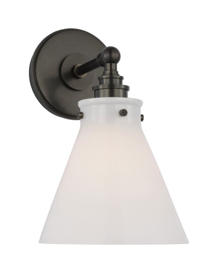 Visual Comfort Parkington Small Single Wall Light Bronze/White glass