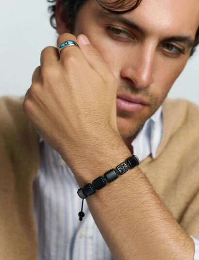 Nialaya The Cz Flatbead Collection   Matte Onyx   Black   M