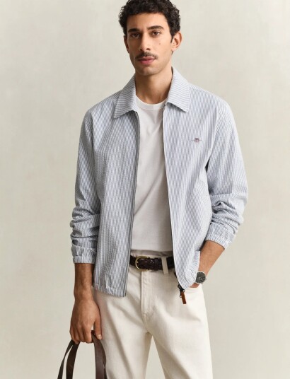 GANT Seersucker Windcheater Jacket Blue XXL GANT Seersucker Windcheater Jacket Blue XXL