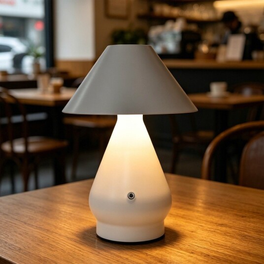 Oppladbar LED bordlampe Hvit Ø16cm 21,5cm høy touch dimbar 3i1 IP20 innendørs Dimbar : Dimmer innebygd Kulør : 3 i 1