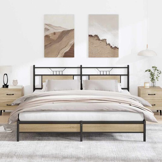 Sengeramme uten madrass sonoma eik 183x213 cm konstruert tre Sengeramme uten madrass sonoma eik 183x213 cm konstruert tre