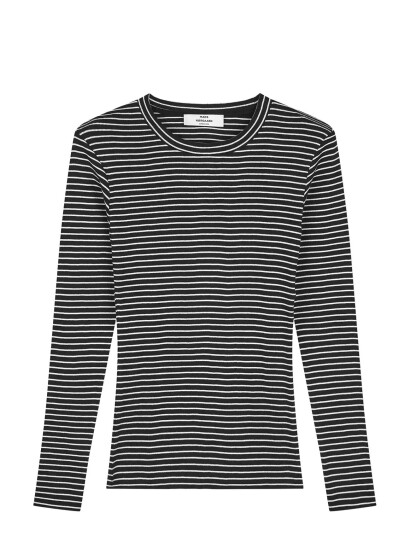 Mads Nørgaard 2X2 Cotton Stripe Tuba Tee Ls Black S Mads Nørgaard 2X2 Cotton Stripe Tuba Tee Ls Black S