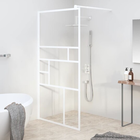 vidaXL Dusjvegg 115x195 cm ESG-GLASS HVIT
