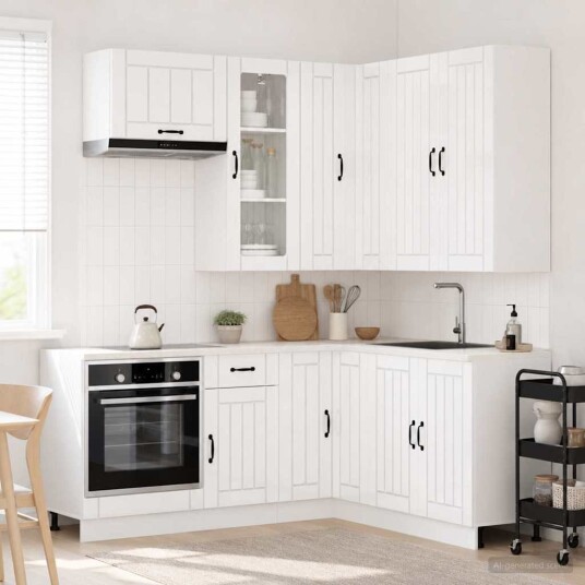 vidaXL Kjøkken enhet LUCCA 8 pcs Høgglans hvit Konstruert tre