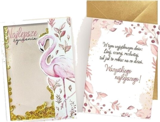 Kukartka Kort B6 Konfetti Universal Flamingo
