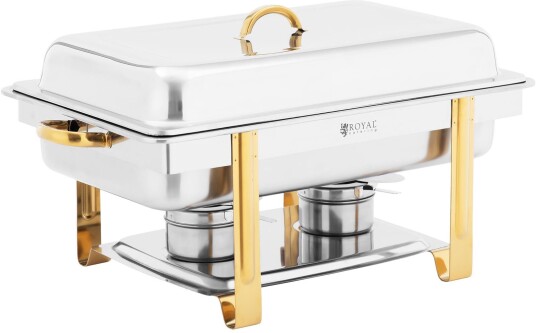Varmefat - GN 1/1 - Gull-aksenter - 9 L - 2 brenselceller - Royal Catering RCCD-RT16_9LG
