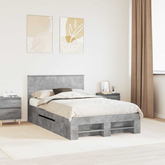 Sengestamme Betonggrå 137 x 203 cm Konstruert tre Sengestamme Betonggrå 137 x 203 cm Konstruert tre