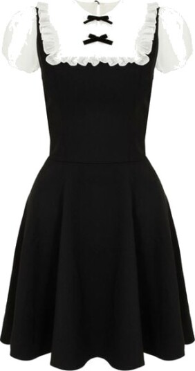 Hell Bunny Rockabilly Middellang kjole Alice Dress XS til XXL Damer svart hvit