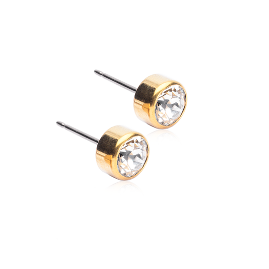 Blomdahl Golden Titanium Crystal Bezel 6 mm