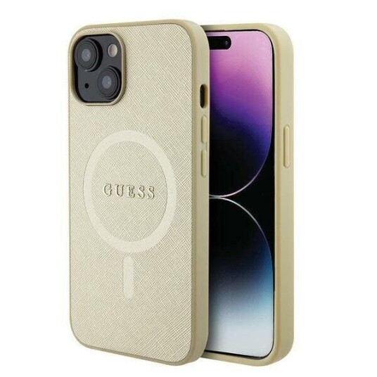 Guess Hardt Deksel til iPhone 15 Plus 6,7" Saffiano MagSafe Gull