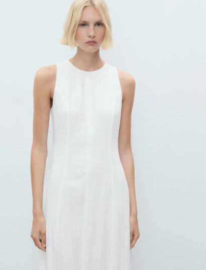 Mango Long Balloon Dress - White - XS Mango Long Balloon Dress - White - XS
