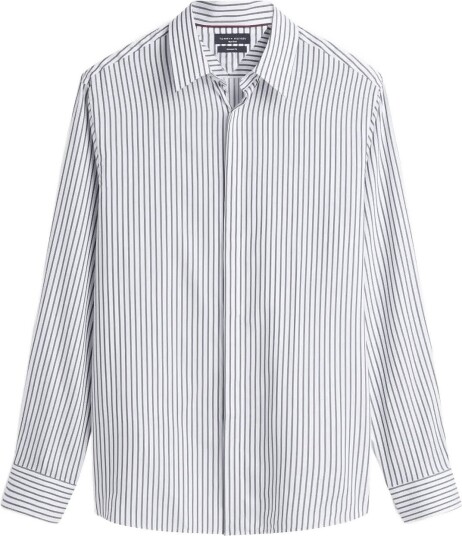 Tommy Hilfiger Ny Festive Silk Shirt NAVY BLUE WHITE M