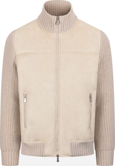 Gran Sasso Alcantara faux shearling jacket 48 hvit herre