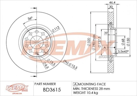 Bremseskive FREMAX BD-3615