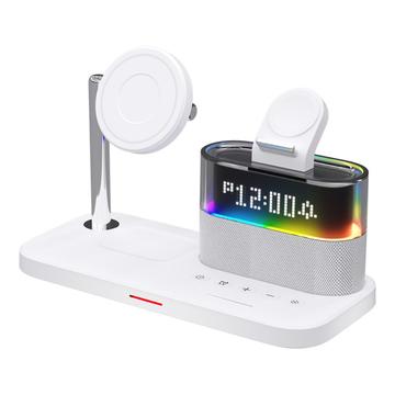 5 i 1 magnetisk trådløs ladestasjon med vekkerklokke og nattlys iPhone AirPods Apple Watch Hvit 5 i 1 magnetisk trådløs ladestasjon med vekkerklokke og nattlys iPhone AirPods Apple Watch Hvit