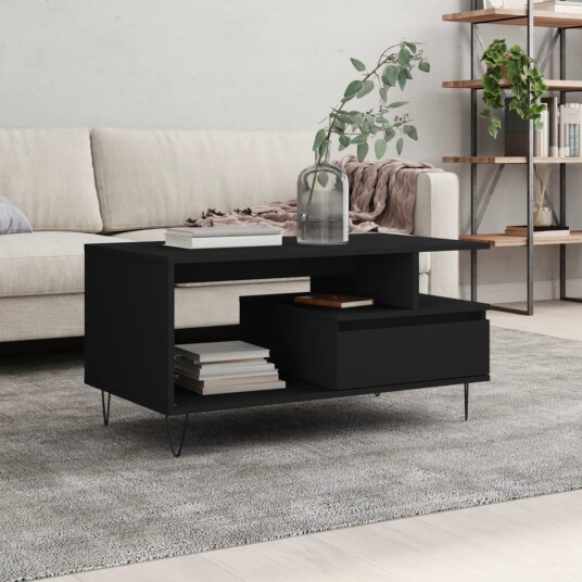 Salongbord svart 90x49x45 cm konstruert tre 8721012113329 Salongbord svart 90x49x45 cm konstruert tre 8721012113329