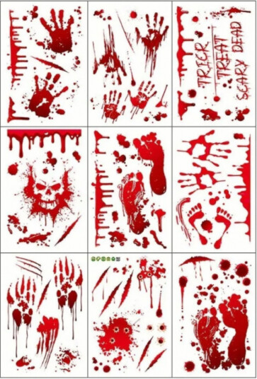 Blodige veggdekorasjoner med halloweenmotiv 30x20
